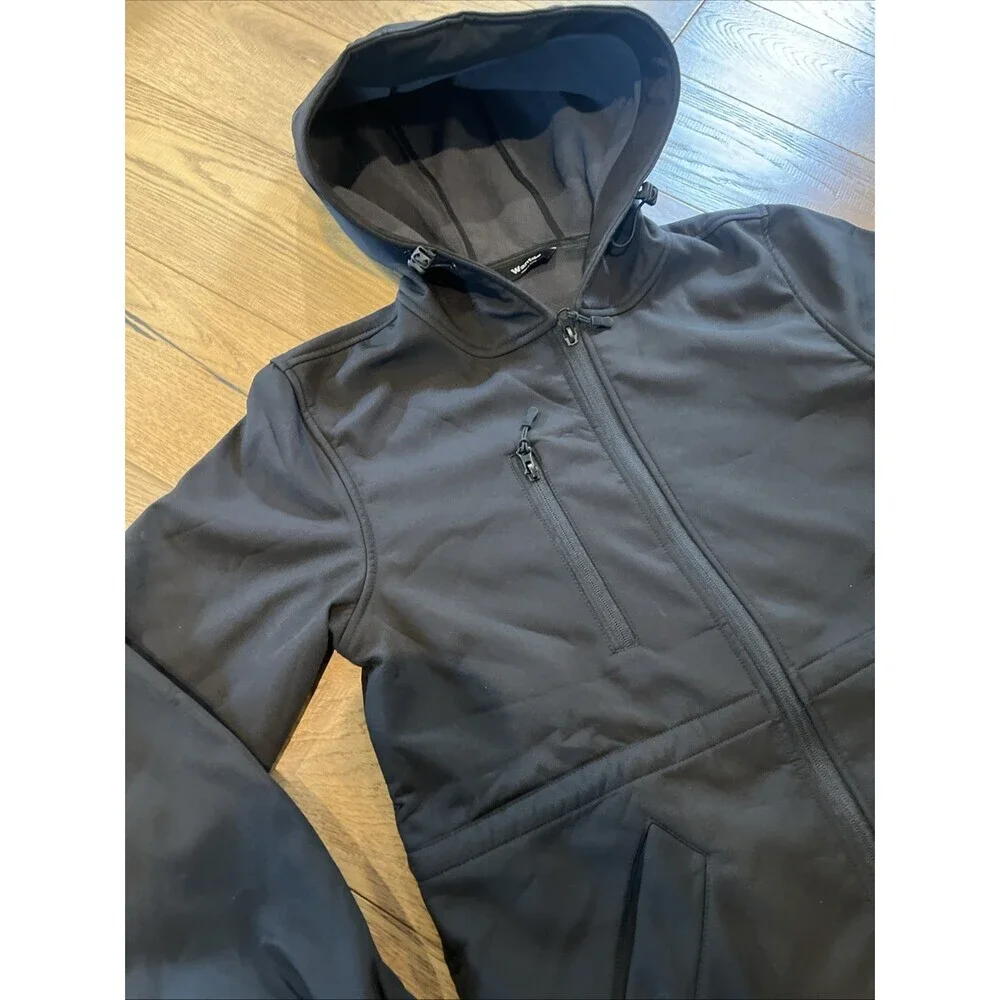 NEW Swim Parka Hooded Size XS Waterproof Fleece Lined Black Pool Surf Team Coat